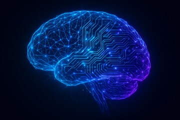 futuristic brain with neuron information 