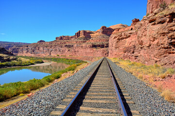 Desert Tracks: Railroad Through Moab’s Red Rock Landscape