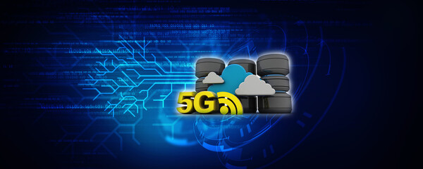 3d rendering 5G Network 5G Connection with WiFi near database