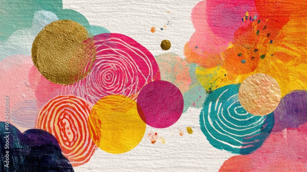 Canvas Prints vibrant abstract patterns with colorful watercolor elements