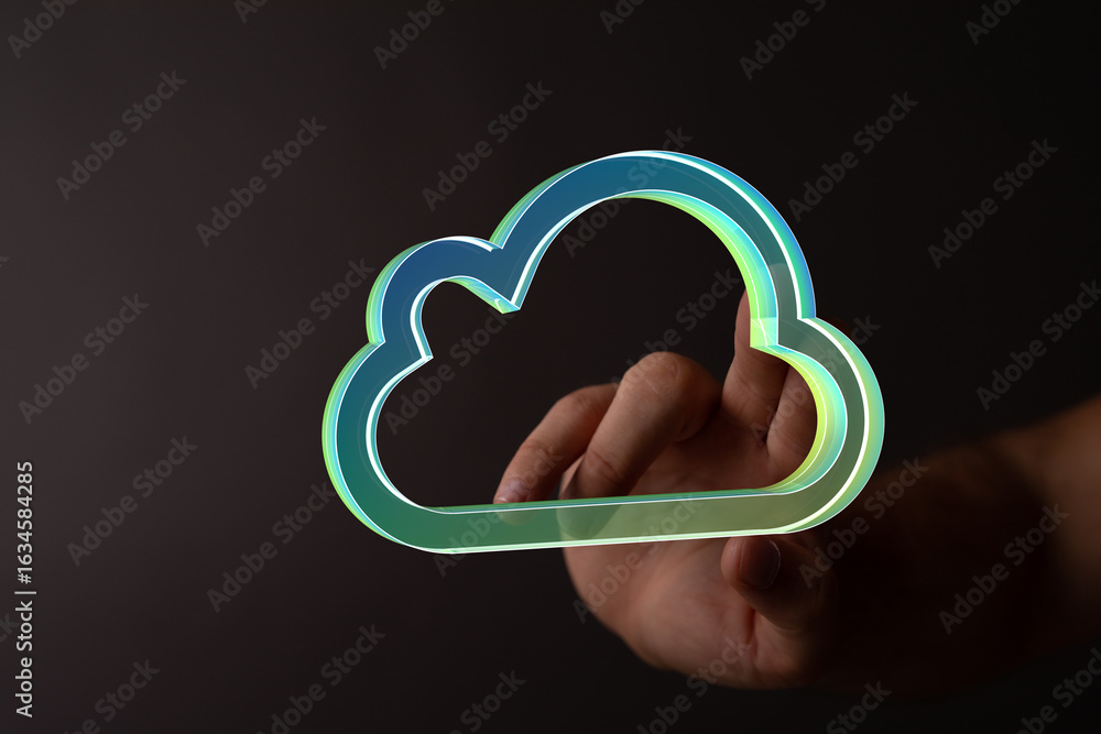 Poster abstract image depicting cloud technology, data storage, and digital interaction.