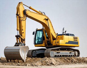 Fototapeta premium Large Industrial Excavator on a White Background