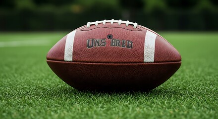 Obraz premium Iconic UNS BRED Football Poised on Vibrant Green Turf