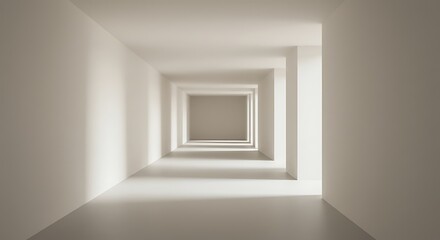 Fototapeta premium Infinite Geometric Corridor with Rhythmic Light and Shadow Play