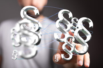 Abstract image of interconnected paragraph symbols, representing legal networks, regulations, and...