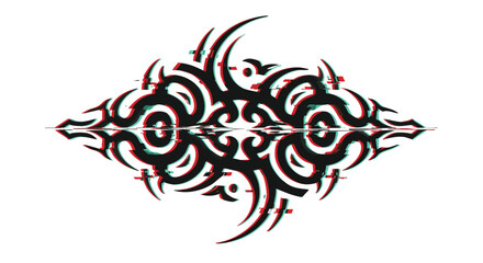 Vector Pattern Abstract Tribal Design in Black Red Green Color Scheme Modern Stylish