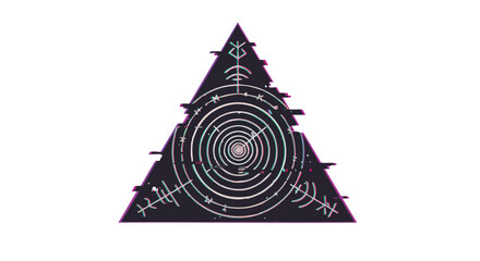 Vector Illustration of Abstract Triangular Pattern with Circular and Line Elements in Modern Minimalist Style