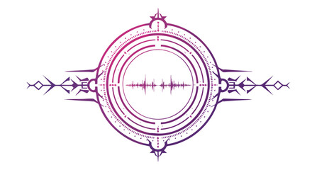 Futuristic Circular Vector Design with Geometric Elements and Abstract Lines in Gradient Purple Pink Colors