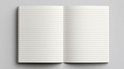 Blank open notebook with lined pages on a gray surface