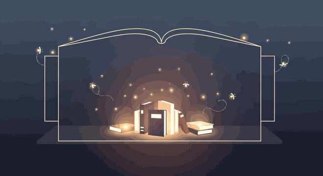 Books illuminating knowledge and imagination in a captivating literary world - Powered by Adobe