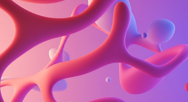 Luminous Flow of Amorphous Pink and Purple Organic Structures