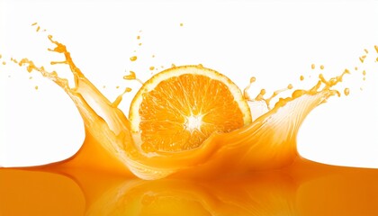 orange juice splash isolated on white