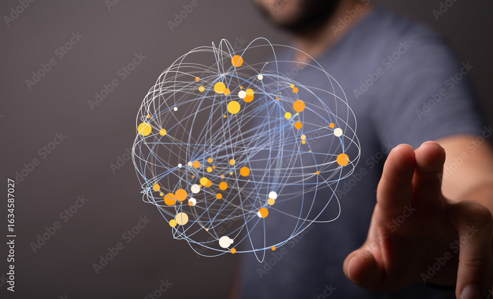 Aufkleber abstract image of a digital network, showcasing global connections and data flow.
