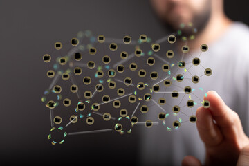 Modern digital data network. Secure file sharing and cloud storage concept. Business technology.