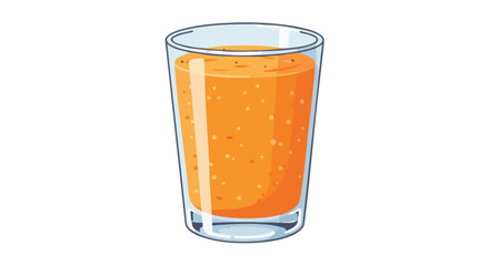 Vector Illustration of Orange Juice Glass in Modern Style with Bright Orange Color and Transparent Glass Effect