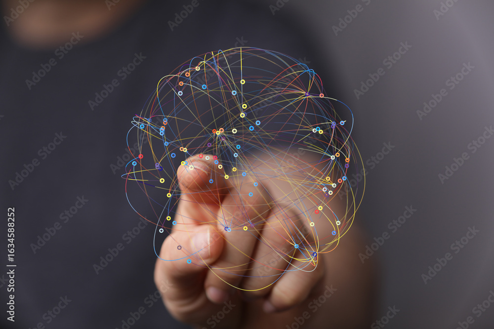 Aufkleber abstract image depicting a complex network, illustrating global connections and digital interconnect
