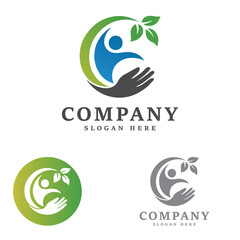 Set of people health and care logo