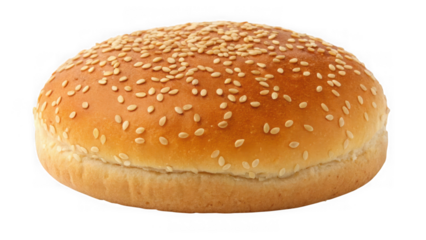 A single sesame seed bun, isolated on a transparent background, ready for your favorite burger creation