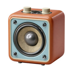 3d illustration of vintage style portable speaker isolated on transparent background