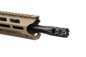Close-up of a rifle barrel and muzzle.