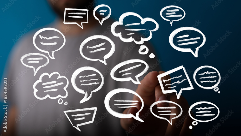 Poster abstract image depicting diverse conversations and communication concepts. ideal for blogs, articles
