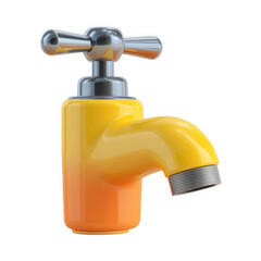 3d illustration of yellow and orange faucet isolated on transparent background