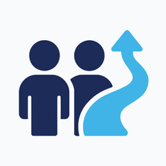 Business Growth and Team Success Icon – Modern Flat Design Symbol for Progress, Leadership, Motivation, Achievement, Career, Development, and Collaboration