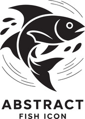 Dynamic Fish Icon with Water Swirls and Abstract Design for Seafood Branding and Aquatic Concepts