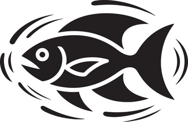 Dynamic Fish Silhouette A Striking Black and White Graphic Representation of Aquatic Movement