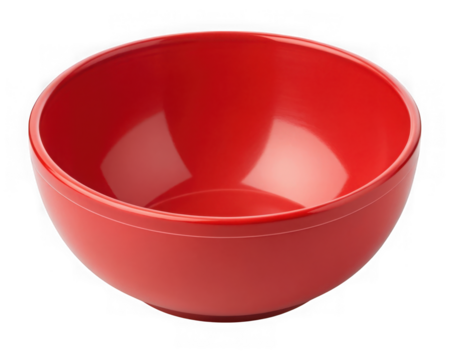 A simple, empty red bowl isolated on a transparent background, ready for use