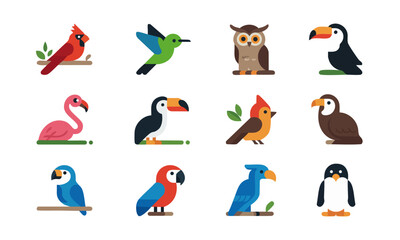 Set of Abstract Birds illustration, Minimal Vector Illustration on Birds.