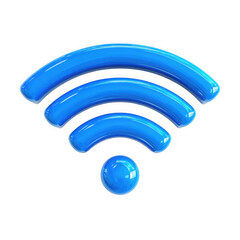 3d illustration of blue wifi signal icon isolated on transparent background