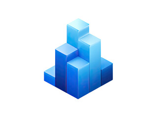 Fototapeta premium Abstract graphic, stacked, vibrant blue blocks. 3D effect