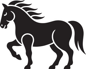 Equestrian Silhouette A Dynamic Black and White Graphic Depiction of a Horse in Motion