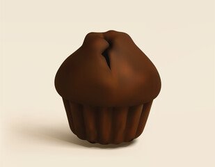 Chocolate Muffin vector 3d Icon