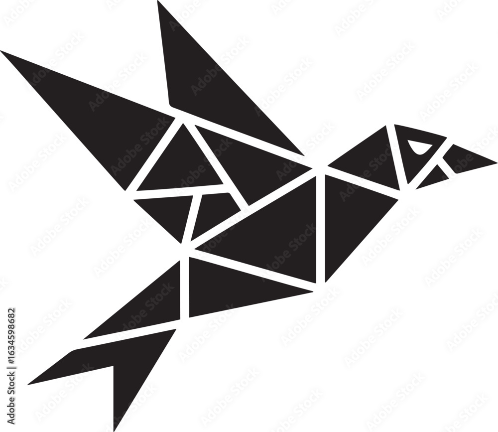 Aufkleber geometric avian design a stylized bird in flight composed of triangles on a transparent background