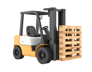 3D Model Yellow Forklift with Pallet