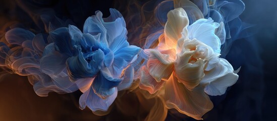 Abstract swirls of vibrant blue and beige hues