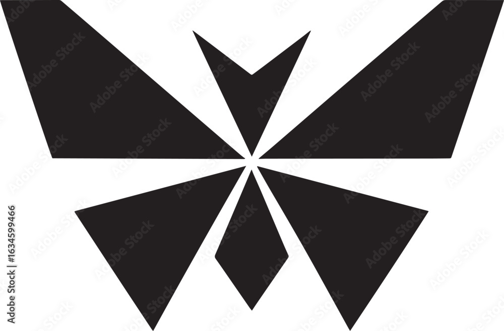 Aufkleber geometric butterfly silhouette vector illustration with angular wings on a transparent backdrop