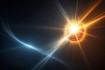 glowing abstract sun burst with digital lens flare