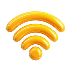 3d illustration of yellow wifi signal icon isolated on transparent background