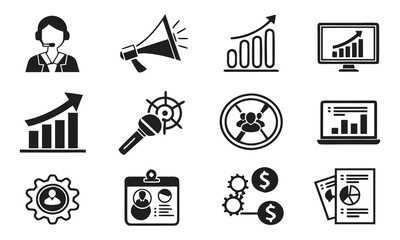 Fototapeta premium Customer Relationship Management (CRM) Icon Set Solid Vector Collection