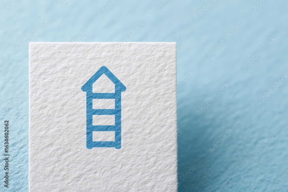 Poster minimalist design featuring upward arrow symbol on textured whit
