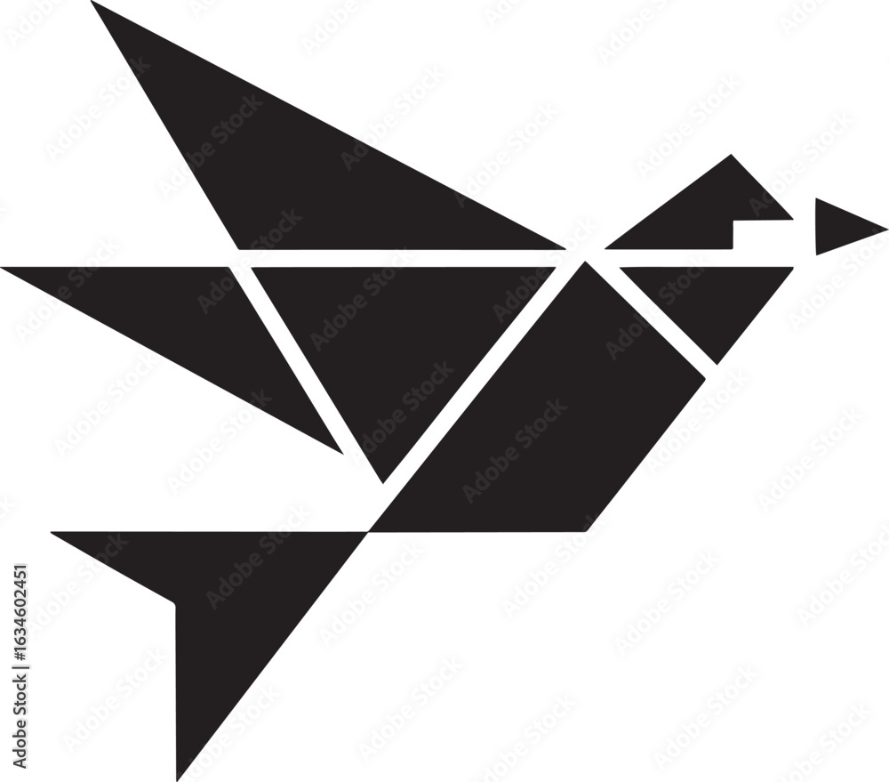 Aufkleber origami avian creation a geometric bird in flight constructed from triangles on transparent backdrop
