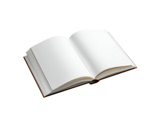 Open book with blank white pages and brown cover image, Isolated, Png Transparent Background