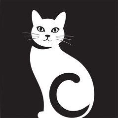 Transparent Cat Silhouette Vector Illustration Symbolizing Mystery and Feline Elegance