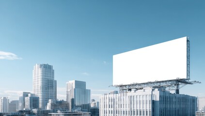 Blank billboard in urban cityscape