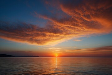 Obraz premium Abstract gradient sunrise in the sky with blue and orange natural background