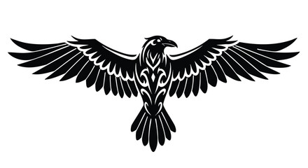 Fototapeta premium Vector Illustration of Abstract Bird with Outstretched Wings in Modern Tribal Style
