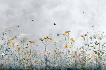 Floral meadow scene